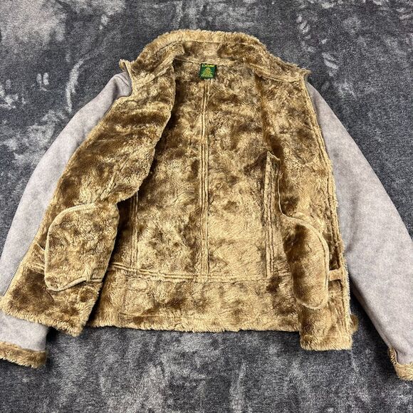Vtg Cabela's Suede Mock Neck Faux Fur Lined Full Zip Jacket Brown XL Regular - Picture 9 of 12
